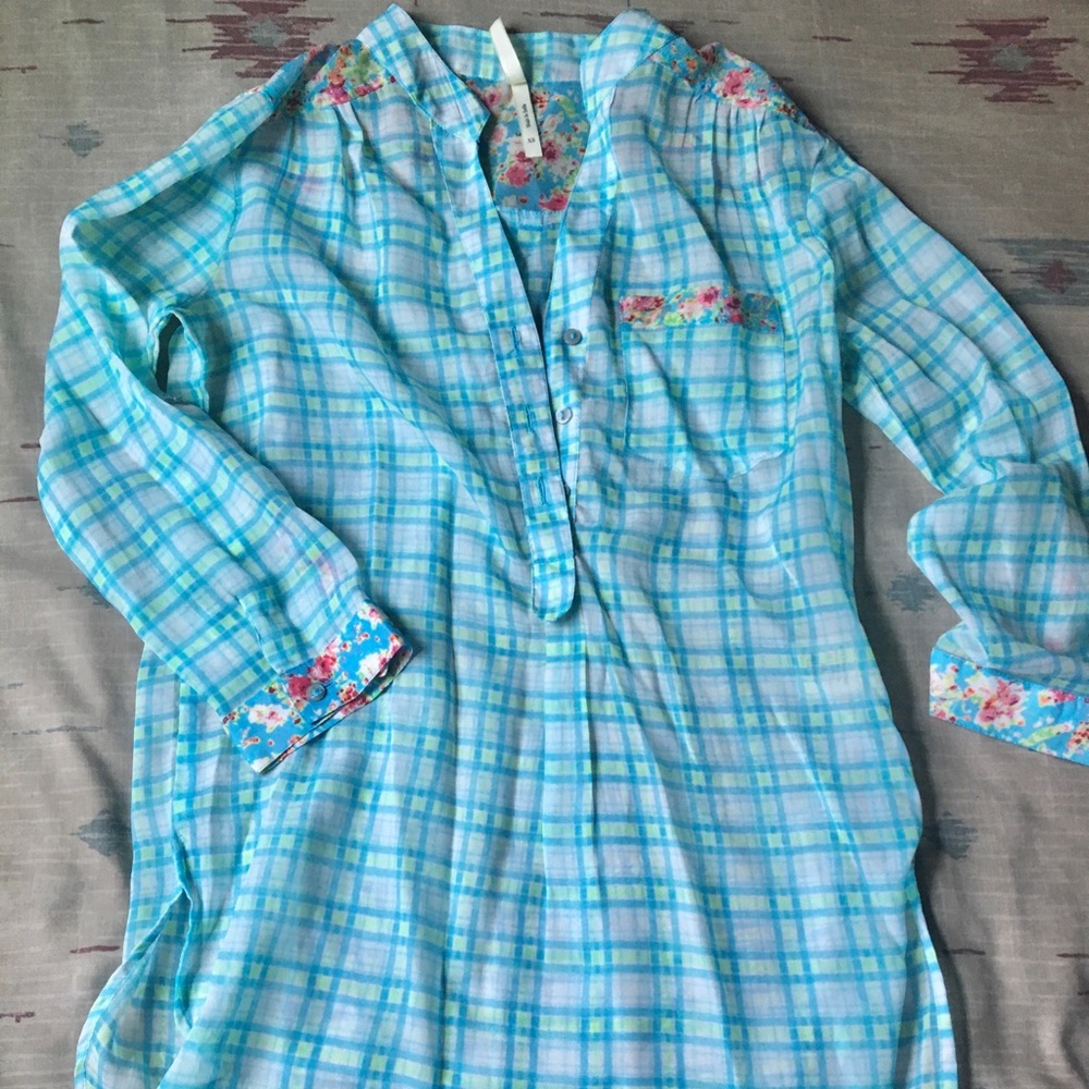 Striped Light Blue Transparent Blouse